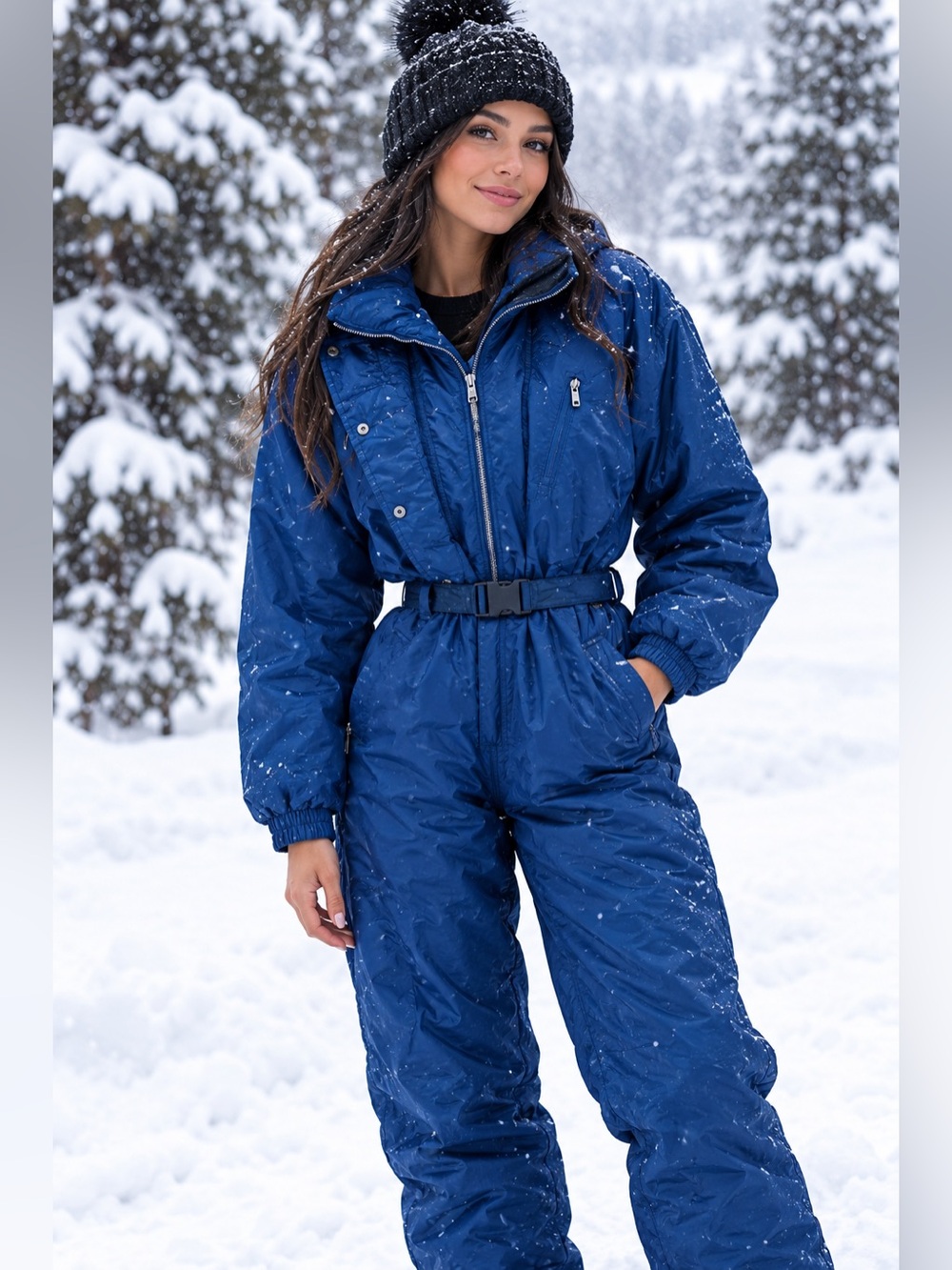 Nils Women's Navy Blue Skiwear Snow Jumpsuit
